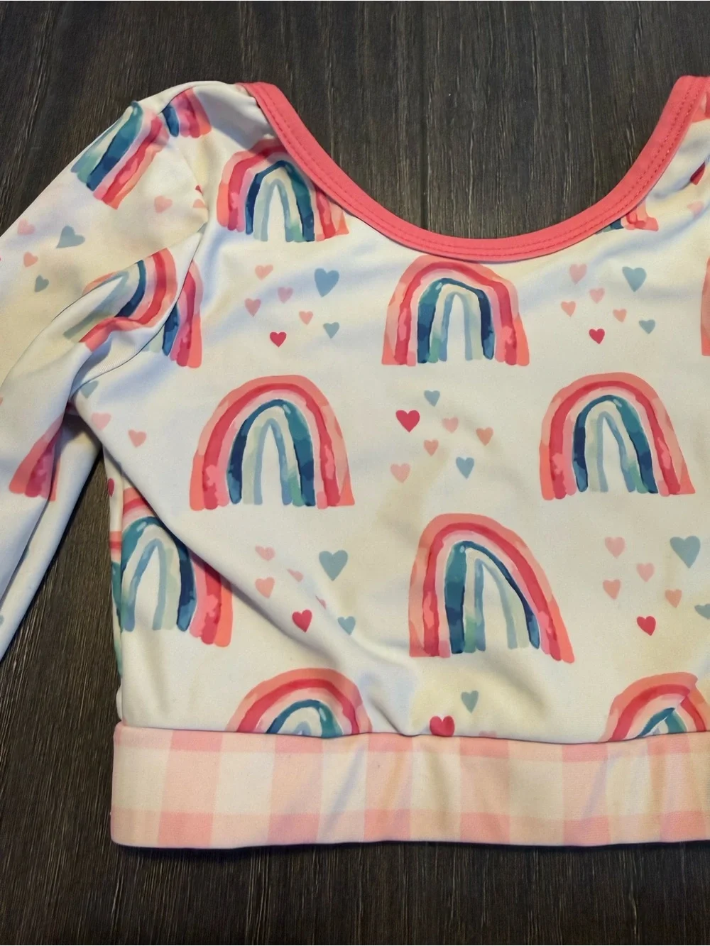 Girls Jane+Jo Rainbow Long Sleeve Swim Top with Skirted Bikini Bottoms
